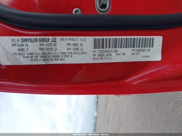 2013 Dodge Dart Sxt მანქანა იყიდება აუქციონზე, vin: 1C3CDFBA0DD311280, აუქციონის ნომერი: 46238531