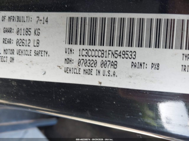 Продажа на аукционе авто 2015 Chrysler 200 C, vin: 1C3CCCCB1FN549533, номер лота: 46238574