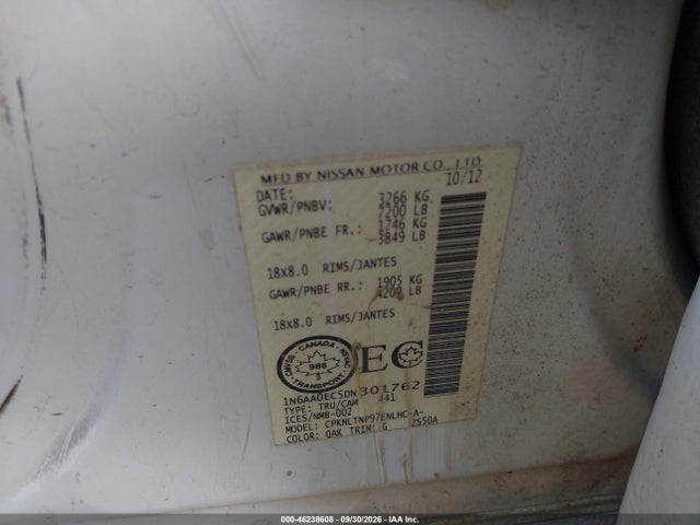 Aukcja sprzedaży 2013 Nissan Titan Pro-4x/s/sl/sv, vin: 1N6AA0EC5DN301762, numer aukcji: 46238608