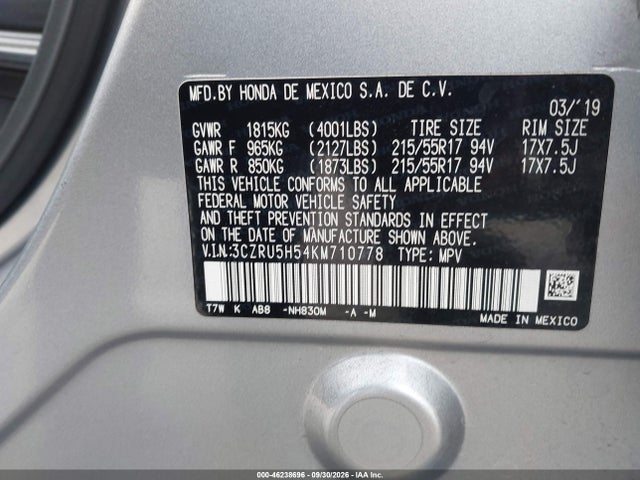 Honda HR-V EX 2019 3CZRU5H54KM710778 Image 9