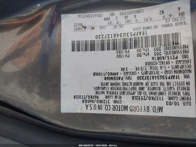 2004 Ford Taurus Se მანქანა იყიდება აუქციონზე, vin: 1FAFP53U34A137330, აუქციონის ნომერი: 46238723