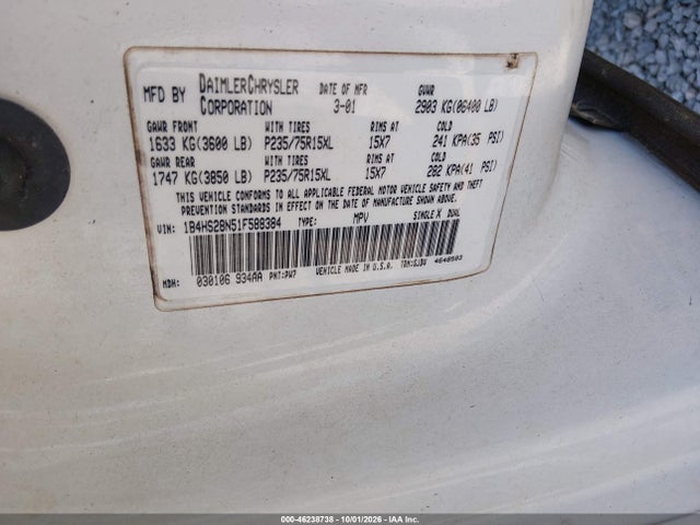 Продаж на аукціоні авто 2001 Dodge Durango, vin: 1B4HS28N51F588384, номер лоту: 46238738