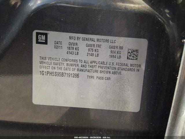 Продаж на аукціоні авто 2011 Chevrolet Cruze Ltz, vin: 1G1PH5S95B7191286, номер лоту: 46238854