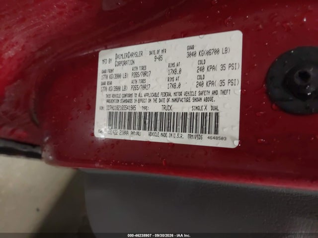 46238907 :رقم المزاد ، 1D7HU18216S541905 vin ، 2006 Dodge Ram 1500 Slt/trx4 Off Road/sport مزاد بيع
