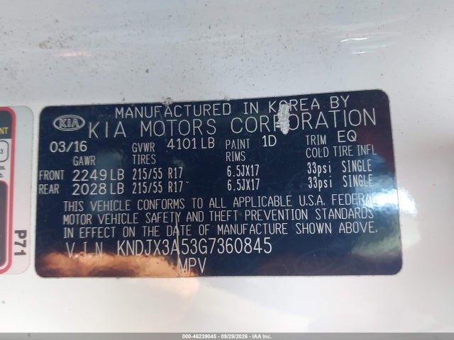 Aukcja sprzedaży 2016 Kia Soul !, vin: KNDJX3A53G7360845, numer aukcji: 46239045