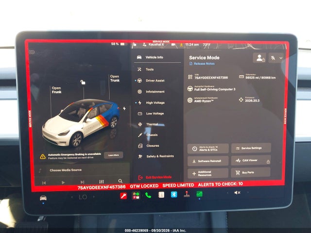 Продаж на аукціоні авто 2022 Tesla Model Y Long Range Dual Motor All-wheel Drive, vin: 7SAYGDEEXNF457386, номер лоту: 46239069