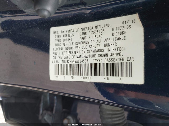 2016 Acura Tlx V6 Tech მანქანა იყიდება აუქციონზე, vin: 19UUB2F54GA004598, აუქციონის ნომერი: 46239071