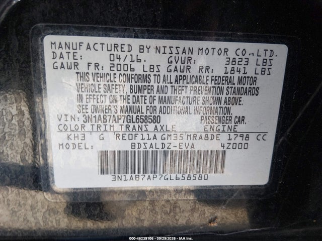 Nissan SENTRA SV 2016 3N1AB7AP7GL658580 Image 12