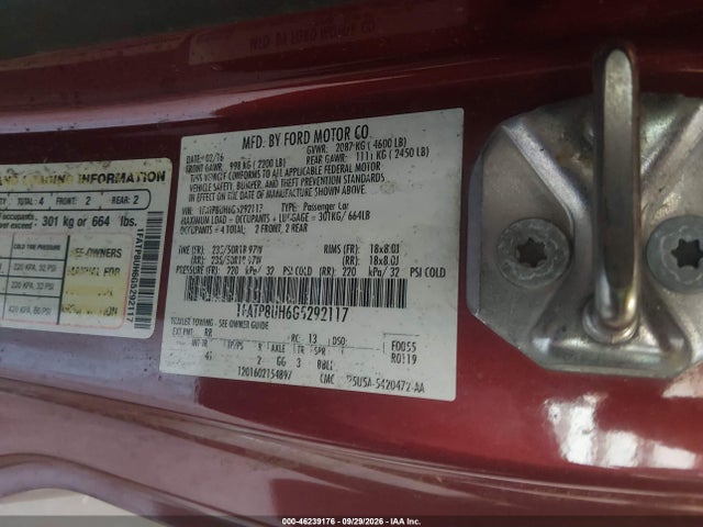 Продажа на аукционе авто 2016 Ford Mustang Ecoboost Premium, vin: 1FATP8UH6G5292117, номер лота: 46239176