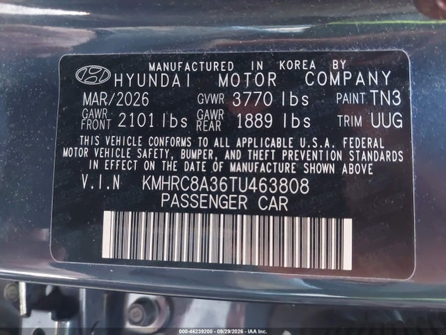 Продаж на аукціоні авто 2026 Hyundai Venue Sel W/two-tone Roof, vin: KMHRC8A36TU463808, номер лоту: 46239200