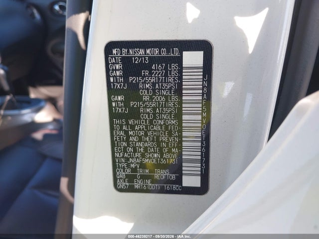 Продажа на аукционе авто 2014 Nissan Juke Sl, vin: JN8AF5MV0ET361731, номер лота: 46239217