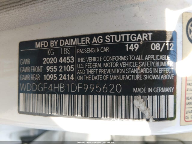 46239218 :رقم المزاد ، WDDGF4HB1DF995620 vin ، 2013 Mercedes-benz C 250 Luxury مزاد بيع