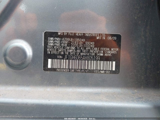 Продаж на аукціоні авто 2010 Subaru Impreza Outback Sport, vin: JF1GH6D65AH805199, номер лоту: 46239357