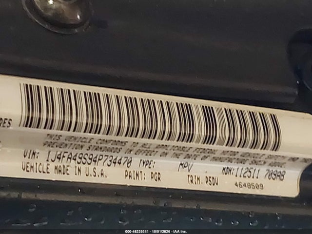 46239381 :رقم المزاد ، 1J4FA49S94P734470 vin ، 2004 Jeep Wrangler Sport مزاد بيع