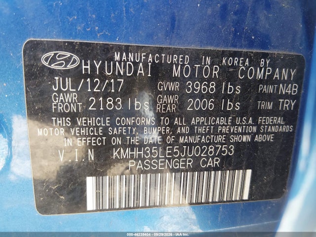 Продажа на аукционе авто 2018 Hyundai Elantra Gt, vin: KMHH35LE5JU028753, номер лота: 46239404