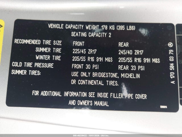 Auction sale of the 2001 Mercedes-benz Slk 230 Kompressor, vin: WDBKK49F61F220211, lot number: 46239422
