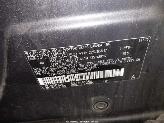 46239472 :رقم المزاد ، 2T3RFREV3HW567020 vin ، 2017 Toyota Rav4 Xle مزاد بيع