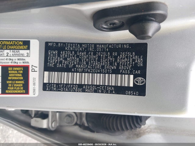 Продаж на аукціоні авто 2014 Toyota Camry Se, vin: 4T1BF1FK2EU415015, номер лоту: 46239495