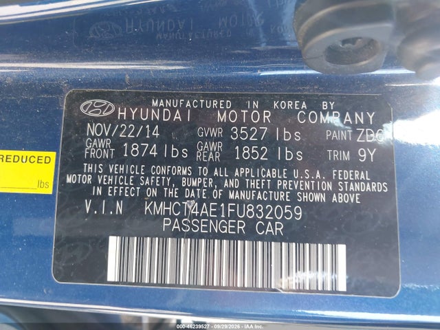 Hyundai ACCENT GLS 2015 KMHCT4AE1FU832059 Image 9