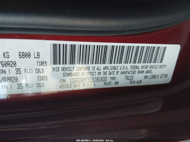 Aukcja sprzedaży 2012 Ram 1500 Sport, vin: 1C6RD6MT5CS181633, numer aukcji: 46239613