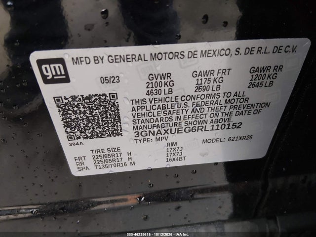 Продаж на аукціоні авто 2024 Chevrolet Equinox Awd Lt, vin: 3GNAXUEG6RL110152, номер лоту: 46239616