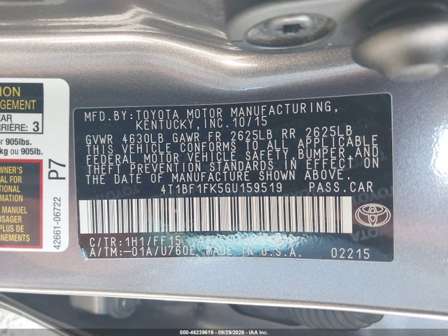 4T1BF1FK5GU159519 Toyota CAMRY SE