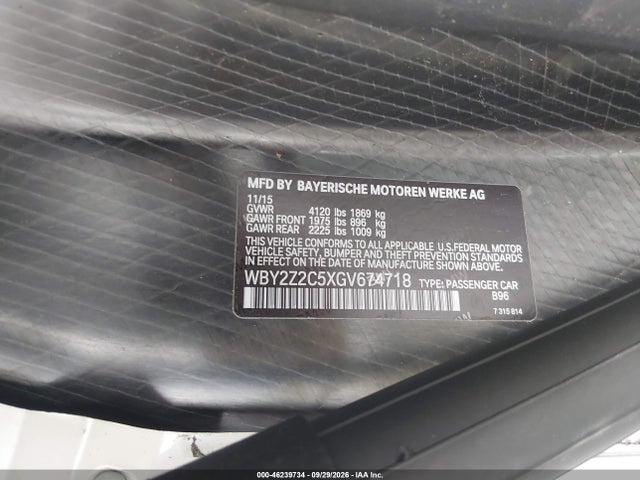 Продаж на аукціоні авто 2016 Bmw I8, vin: WBY2Z2C5XGV674718, номер лоту: 46239734