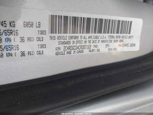 Продаж на аукціоні авто 2012 Dodge Grand Caravan Sxt, vin: 2C4RDGCG4CR357169, номер лоту: 46239796