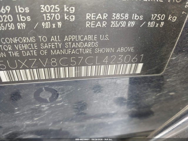 2012 Bmw X5 Xdrive50i მანქანა იყიდება აუქციონზე, vin: 5UXZV8C57CL423061, აუქციონის ნომერი: 46239801