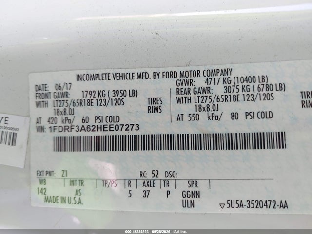 Ford F-350 Xl 2017 1FDRF3A62HEE07273 Image 9