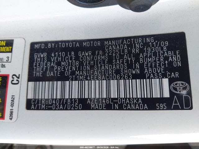 Продажа на аукционе авто 2010 Toyota Matrix Xrs, vin: 2T1ME4EE8AC006263, номер лота: 46239977