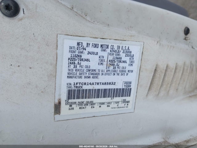 Aukcja sprzedaży 1994 Ford Ranger Super Cab, vin: 1FTCR14A7RTA85832, numer aukcji: 46240160