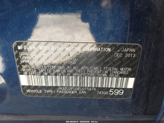 Aukcja sprzedaży 2014 Mitsubishi Lancer Es, vin: JA32U2FU0EU015874, numer aukcji: 46240218