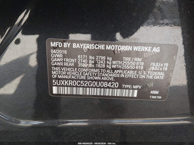 Aukcja sprzedaży 2016 Bmw X5 Xdrive35i, vin: 5UXKR0C52G0U08420, numer aukcji: 46240328