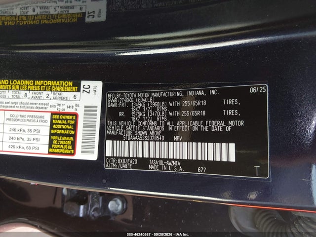 Toyota Grand Highlander Xle 2025 5TDAAAA53SS028540 Image 9