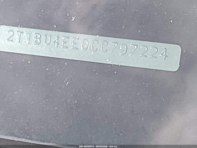 46240575 :رقم المزاد ، 2T1BU4EE0CC797224 vin ، 2012 Toyota Corolla Le مزاد بيع