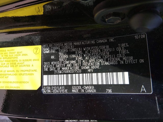 Продажа на аукционе авто 2009 Lexus Rx 350, vin: 2T2GK31U89C077533, номер лота: 46240627