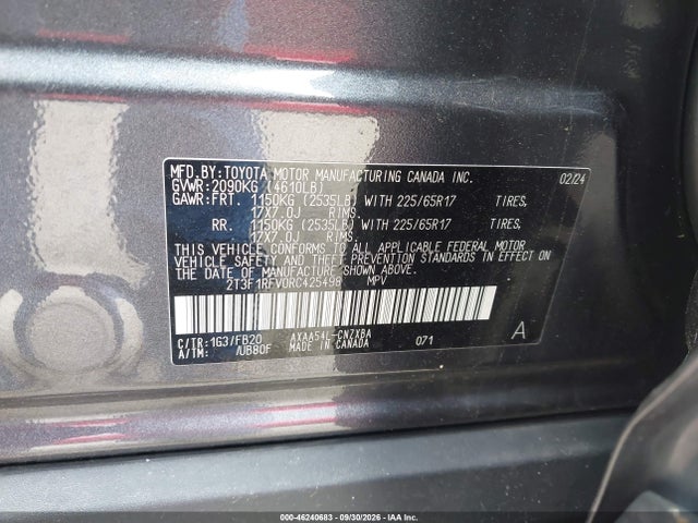 Aukcja sprzedaży 2024 Toyota Rav4 Le, vin: 2T3F1RFV0RC425498, numer aukcji: 46240683