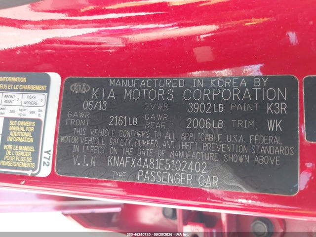 Продаж на аукціоні авто 2014 Kia Forte Ex, vin: KNAFX4A81E5102402, номер лоту: 46240720