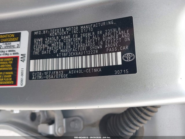 Aukcja sprzedaży 2010 Toyota Camry Le, vin: 4T1BF3EK6AU112228, numer aukcji: 46240815