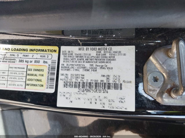 Ford FUSION SE 2016 3FA6P0H75GR207376 Image 9