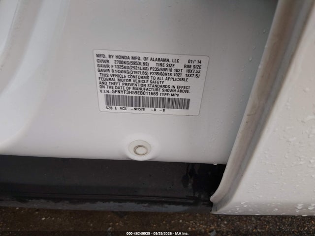 Продаж на аукціоні авто 2014 Honda Pilot Ex-l, vin: 5FNYF3H59EB011669, номер лоту: 46240939