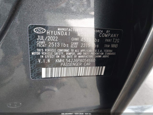 46240941 :رقم المزاد ، KMHL54JJ6PA054660 vin ، 2023 Hyundai Sonata Hybrid Limited مزاد بيع