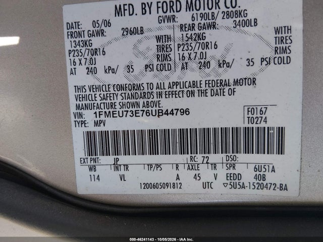 Aukcja sprzedaży 2006 Ford Explorer Xlt, vin: 1FMEU73E76UB44796, numer aukcji: 46241143