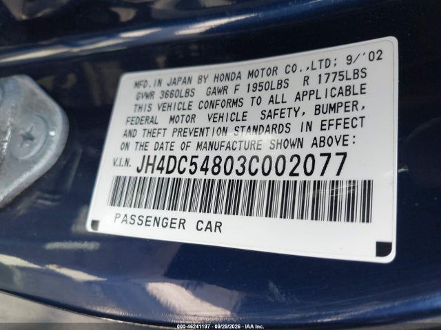 Продажа на аукционе авто 2003 Acura Rsx, vin: JH4DC54803C002077, номер лота: 46241197