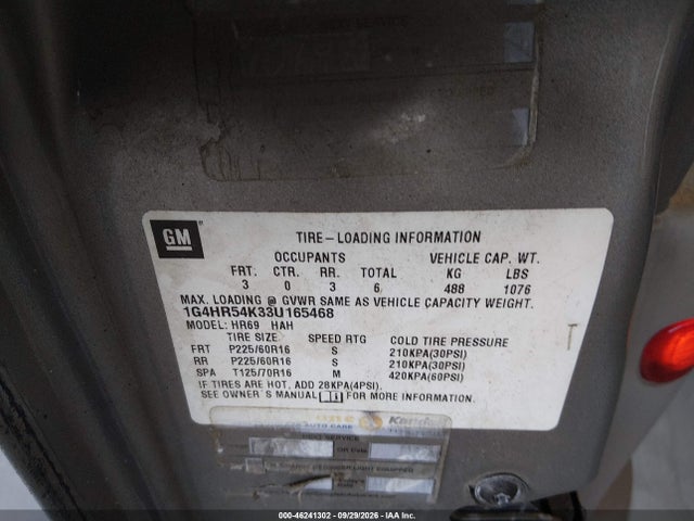 46241302 :رقم المزاد ، 1G4HR54K33U165468 vin ، 2003 Buick Lesabre Limited مزاد بيع