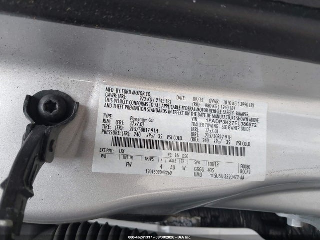 2015 Ford Focus Se მანქანა იყიდება აუქციონზე, vin: 1FADP3K27FL386572, აუქციონის ნომერი: 46241337