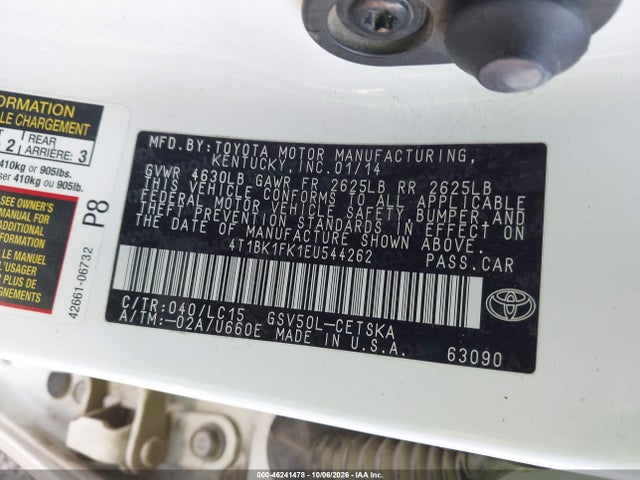 4T1BK1FK1EU544262 Toyota Camry Se V6