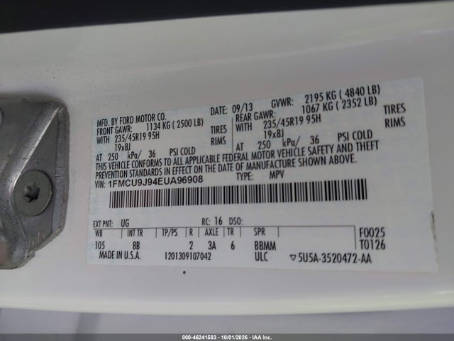 Продажа на аукционе авто 2014 Ford Escape Titanium, vin: 1FMCU9J94EUA96908, номер лота: 46241583