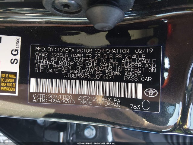 Toyota COROLLA LE 2020 JTDEPRAEXLJ014471 Image 9